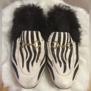 Gucci Leather Mules with Fur Slippers